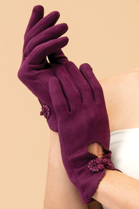 Suki Faux Suede Gloves - Damson