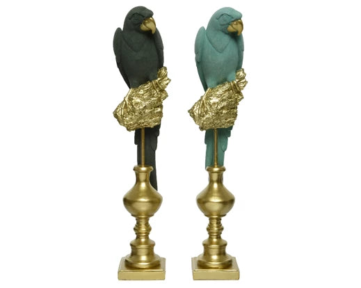 Parrot Figurine With Flock Finish - Green or Mint Colour