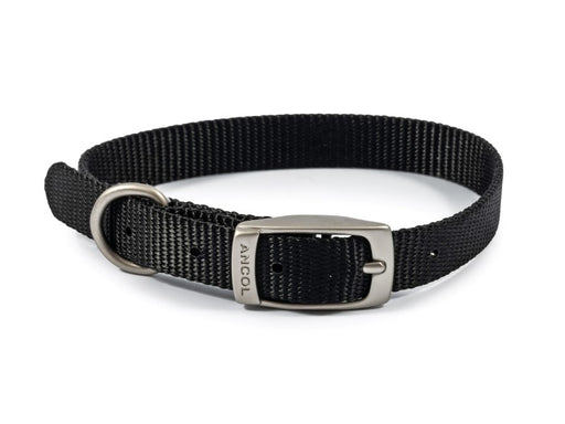 Dog Collar Nylon Black 12" Size 20 - 26cm