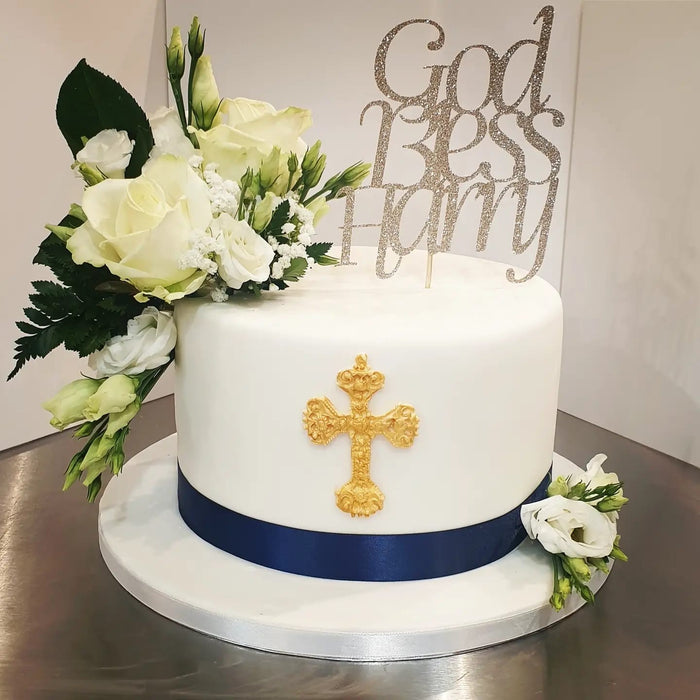 Communion Cake With Floral Finish