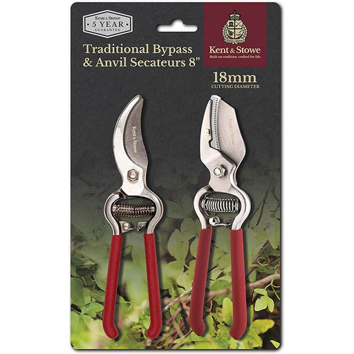 Kent and Stowe Traditional Bypass Secateurs Twin Pack