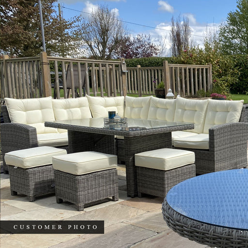 Oxford - Corner Sofa Set with Rectangular Table Light Grey