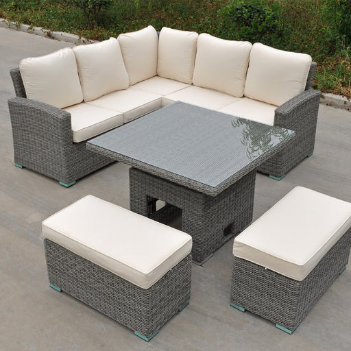 RW - Corner Sofa Set with Square Table Dark Grey