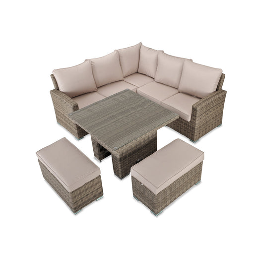 RW - Corner Sofa Set with Square Table Natural