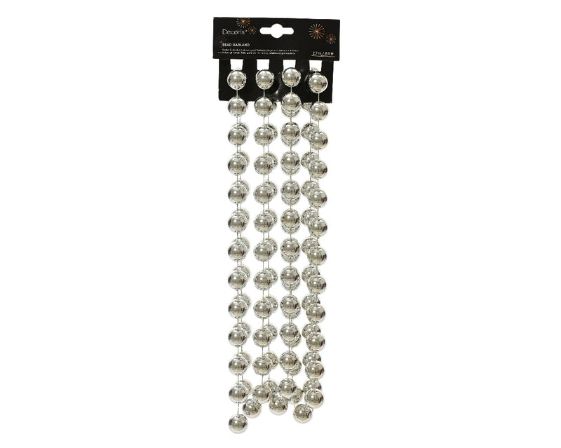 Christmas Decorative Bead Garland Silver 2.7m