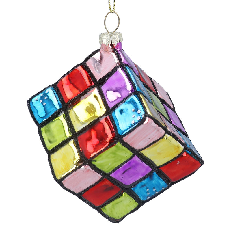 Christmas Hanging Decoration Glass Rubiks Cube