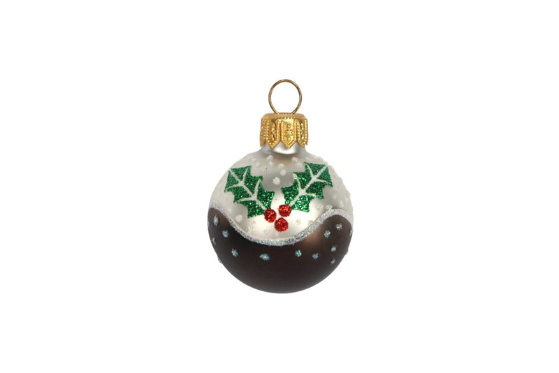 Painted mini glass Christmas pudding bauble, 40 mm – Gisela Graham