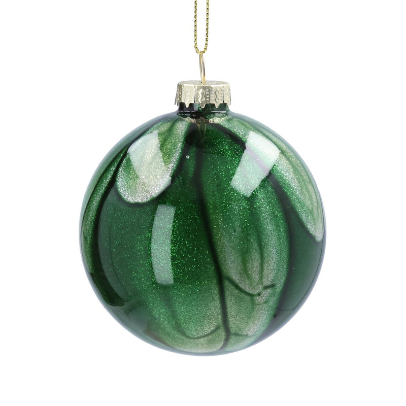 Green marble glass Christmas bauble – Gisela Graham