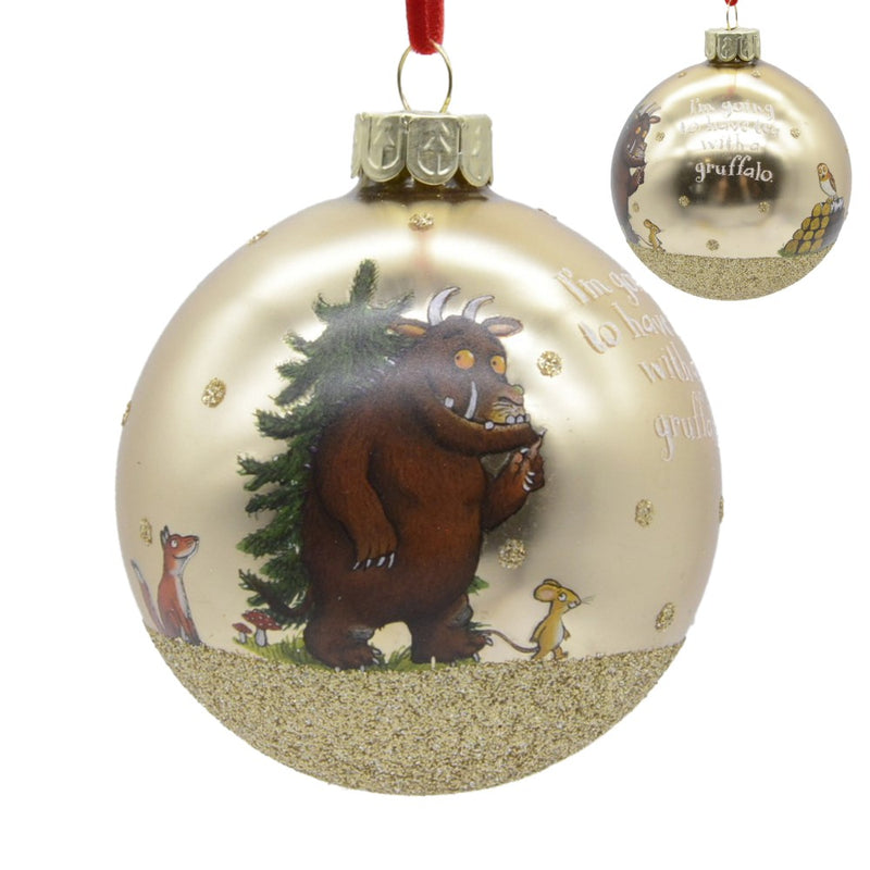 Gold Gruffalo and Mouse glass Christmas bauble – Gisela Graham