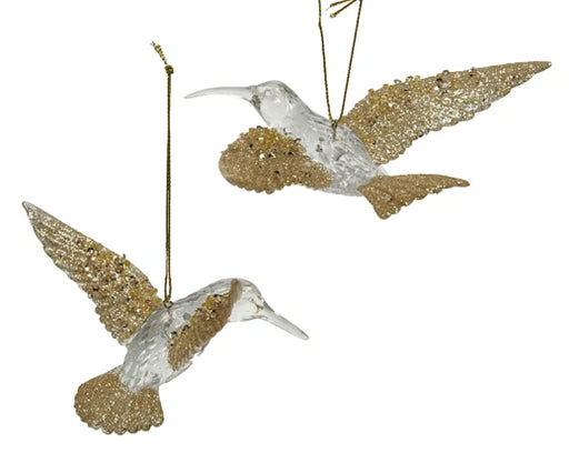 Transparent Glitter Hummingbird Christmas Decoration – 10.5 cm – 2 Assorted Designs