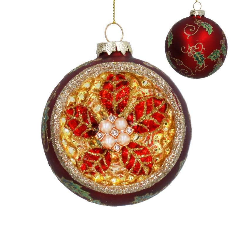 Red and ornate gold dimple glass Christmas bauble – Gisela Graham