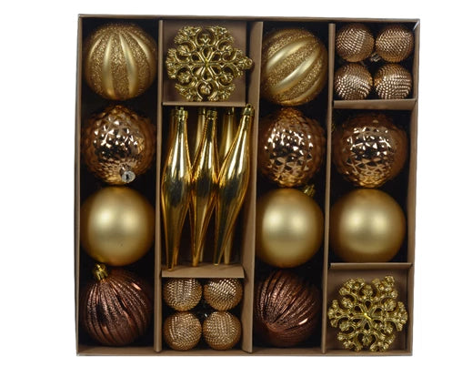 Hanging Christmas Baubles Assortment Gold (6cm)