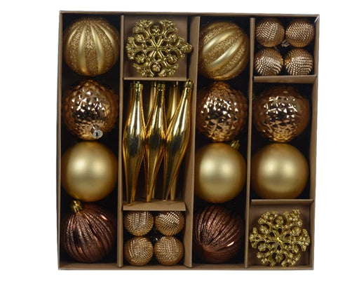 Hanging Christmas Baubles Assortment Gold (6cm)