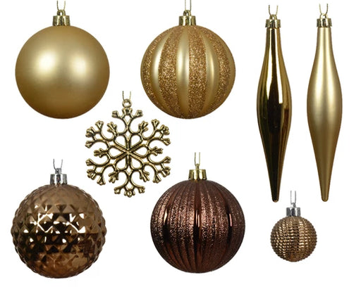 Hanging Christmas Baubles Assortment Gold (6cm)