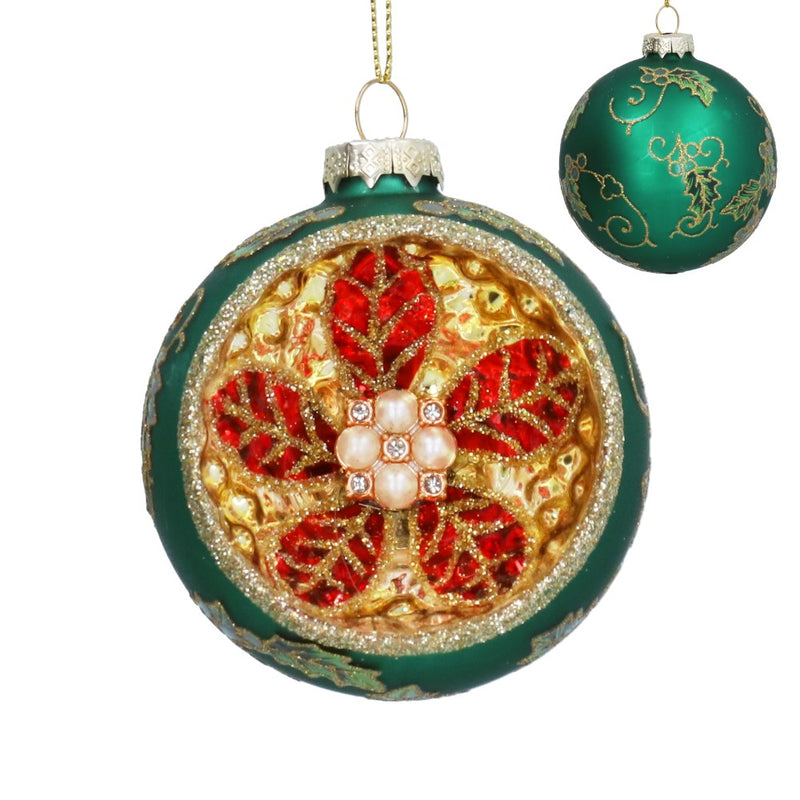 Green and gold ornate dimple glass Christmas bauble – Gisela Graham