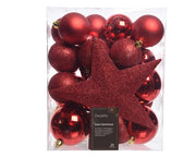 Shatterproof Baubles Christmas Red 8 cm – 33-Piece Set