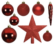 Shatterproof Baubles Christmas Red 8 cm – 33-Piece Set