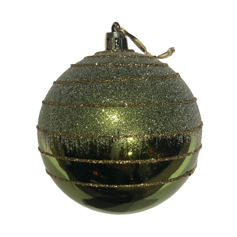 Christmas Bauble Shiny Glitter Green 8cm