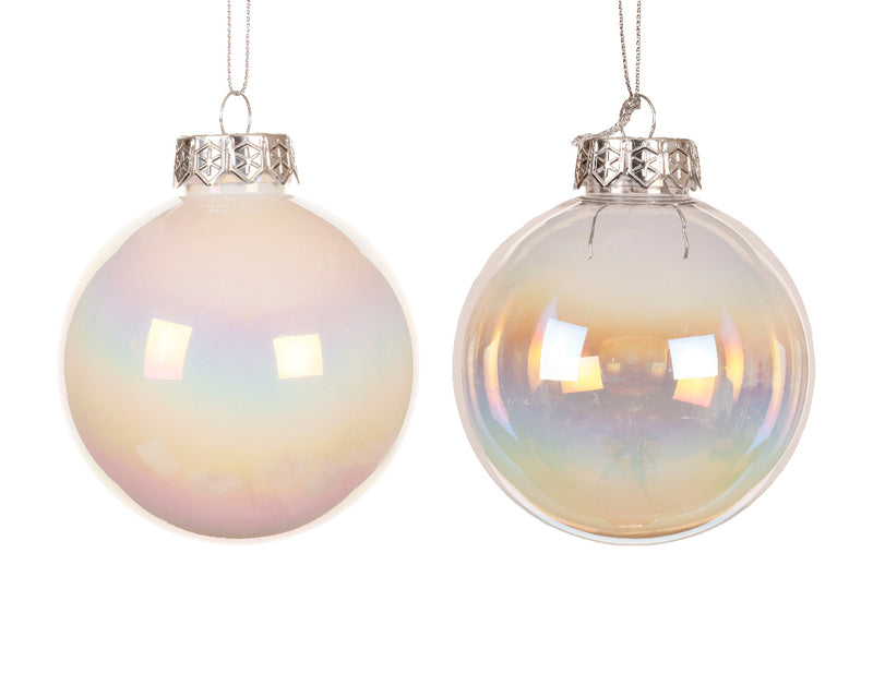 Christmas Bauble Pearl Iris Colour Shatterproof (8cm) Sold individually