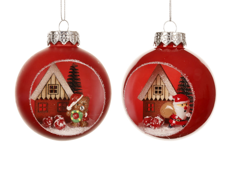 Shatterproof Bauble Christmas Red 8 cm – 2 Assorted Designs