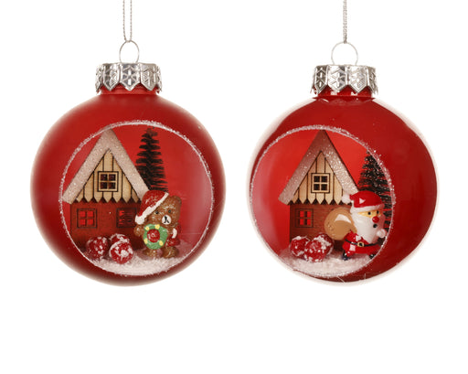 Shatterproof Bauble Christmas Red 8 cm – 2 Assorted Designs