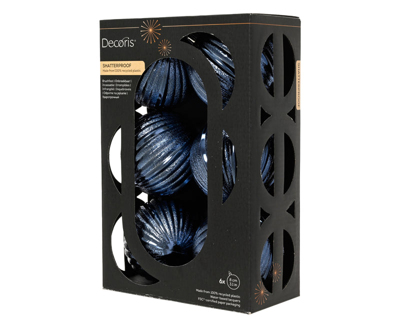 Shatterproof Baubles Night Blue 8 cm – 6-Piece Set