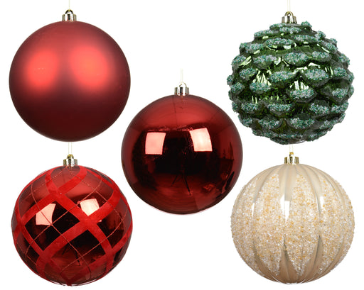 Shatterproof Baubles Christmas Red 20 cm – 5-Piece Set – additional view