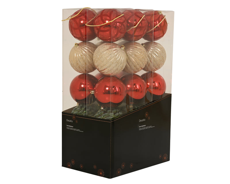 Shatterproof Baubles Christmas Red 20 cm – 5-Piece Set – alternate view