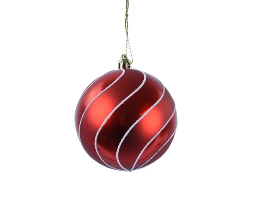 Bauble on Wire With Matt Glitter & Lacquer | Red (8 cm)