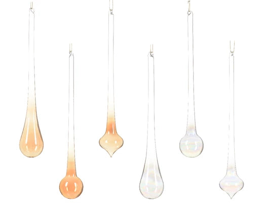 Transparent Glass Drop Christmas Decoration – 5 cm – 6 Assorted Designs