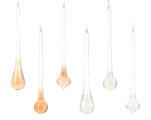 Transparent Glass Drop Christmas Decoration – 5 cm – 6 Assorted Designs
