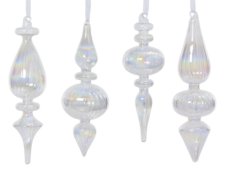 Glass Christmas Bauble Clear Finial 5.5 cm – 4 Assorted Designs