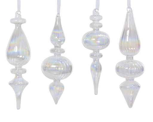 Glass Christmas Bauble Clear Finial 5.5 cm – 4 Assorted Designs