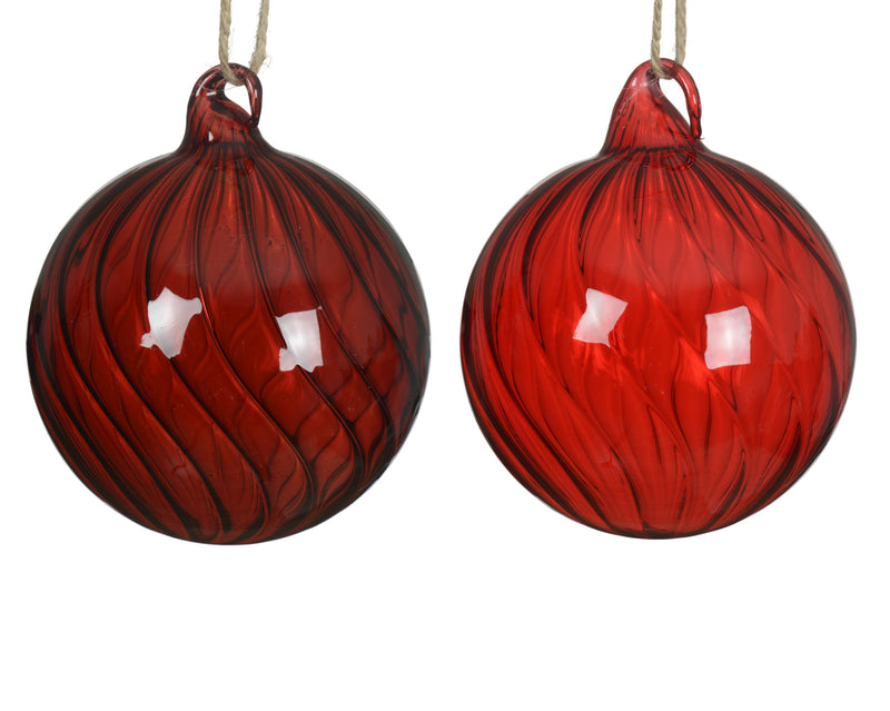 Glass Christmas Bauble Clear Round 10 cm – 2 Assorted Colours