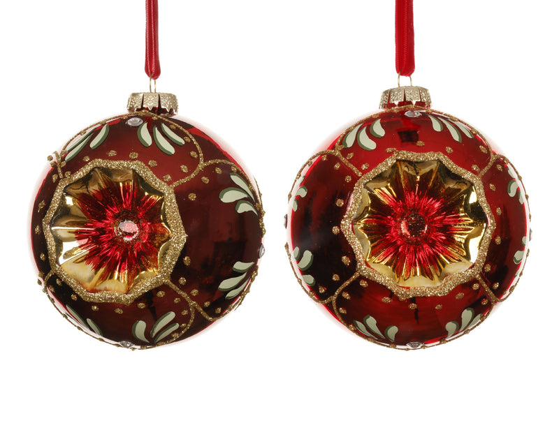 Glass Christmas Bauble Round 10 cm – 2 Assorted Colours