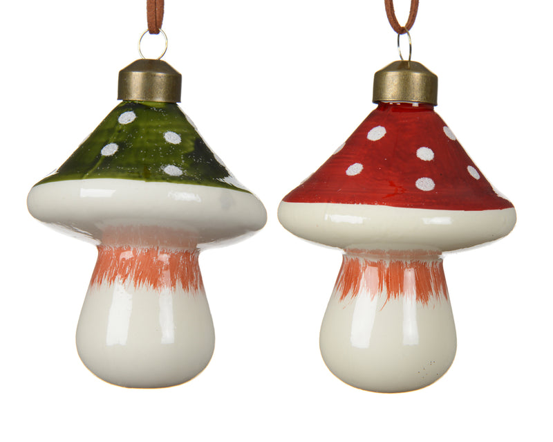 Glass Mushroom with dots - Red or Green