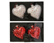 Glass Christmas Hanging Decoration Heart 10.2 cm – 2 Assorted Colours