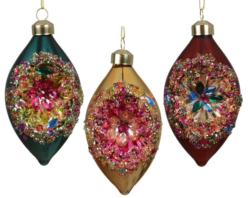 Glass Christmas Bauble Olive 6 cm – 3 Assorted Colours