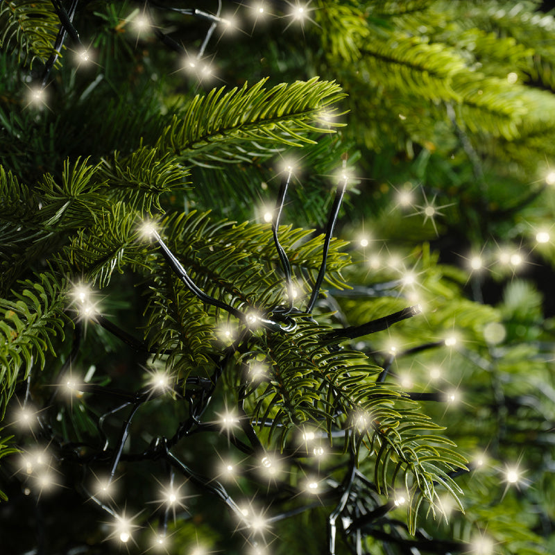 Lumineo Cluster Twinkle 1128 Warm White Christmas Lights Green Cable 10.5m