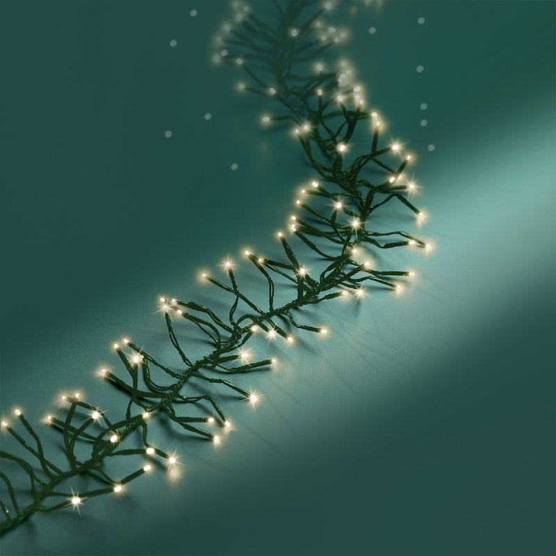 Lumineo Cluster Twinkle 1128 Warm White Christmas Lights Green Cable 10.5m