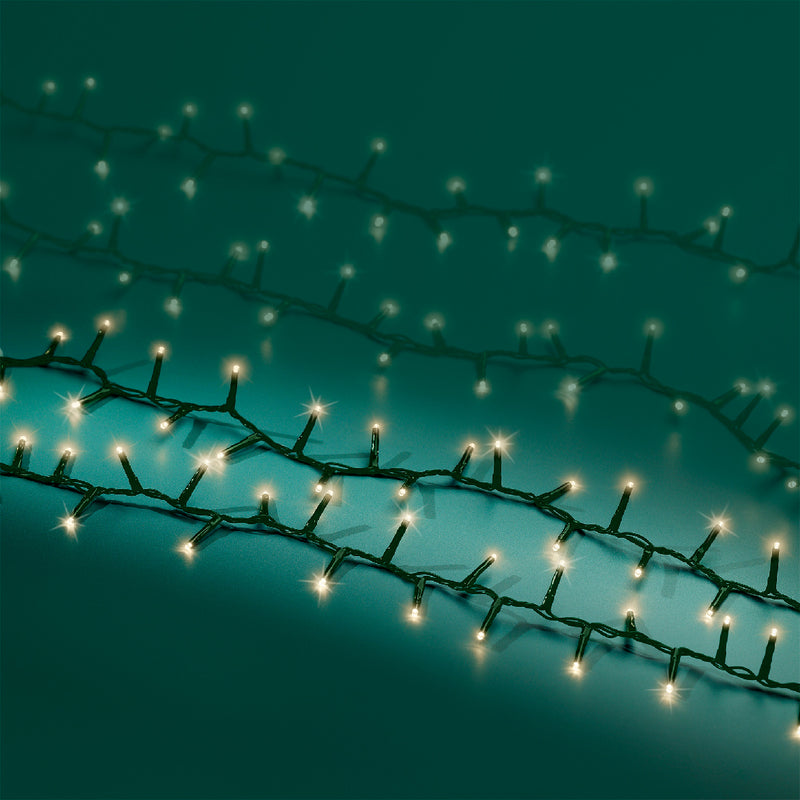 1000 Lumineo Compact Twinkle Warm White Christmas Lights With Green Cable 22.5m