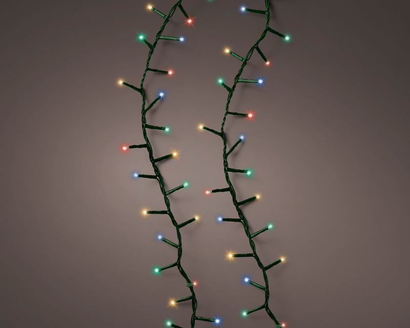 1000 Lumineo Compact Twinkle Multi Colour Christmas Lights Green Cable 22.5m