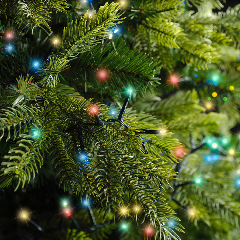 1000 Lumineo Compact Twinkle Multi Colour Christmas Lights Green Cable 22.5m
