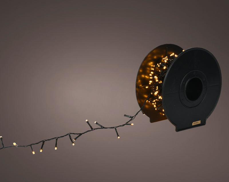 1000 Lumineo On Roll Compact Twinkle Soft Gold Lights Black Cable 30m Roll
