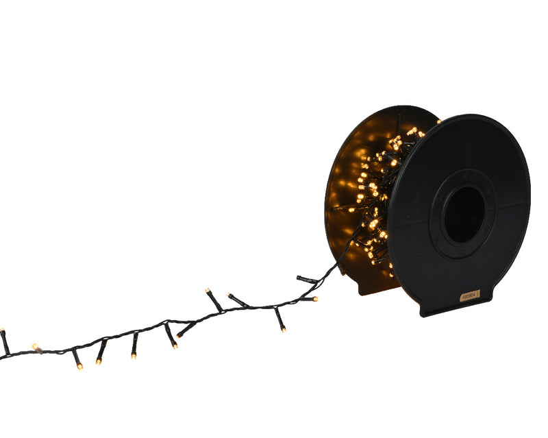 1000 Lumineo On Roll Compact Twinkle Soft Gold Lights Black Cable 30m Roll