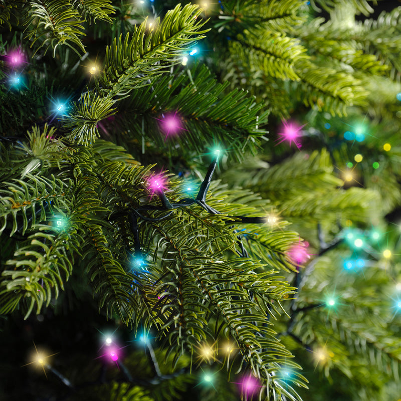 1000 Lumineo Compact Twinkle Soft Multicolour Christmas Lights With Green Cable 22.5m