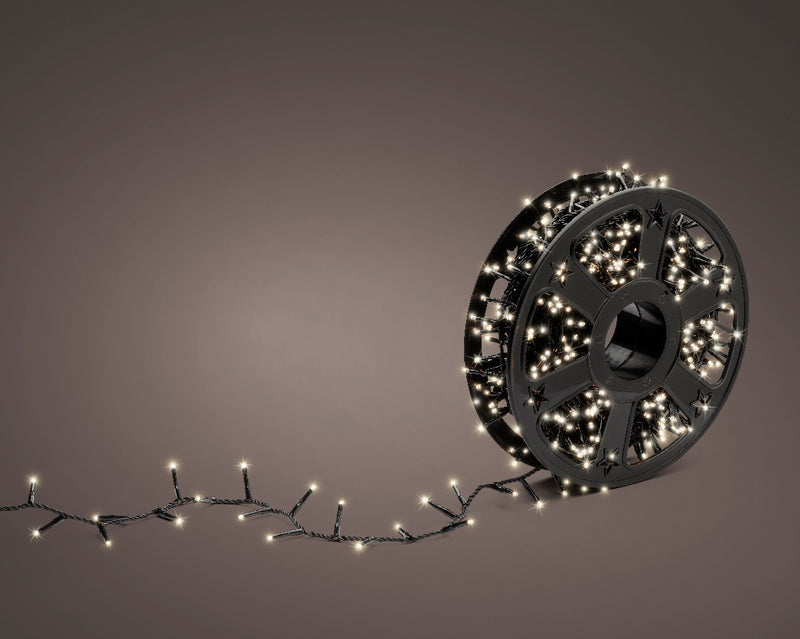 1000 Lumineo On Roll Compact Twinkle Warm White Lights Black Cable 30m Roll