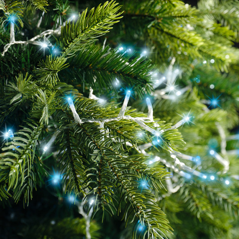 1000 Lumineo Compact Twinkle Cool White/Blue Christmas Lights Transparent Cable 22.5m
