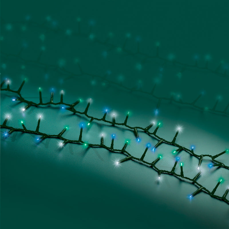 1000 Lumineo Compact Twinkle Multi-Blue Christmas Lights With Green Cable 22.5m