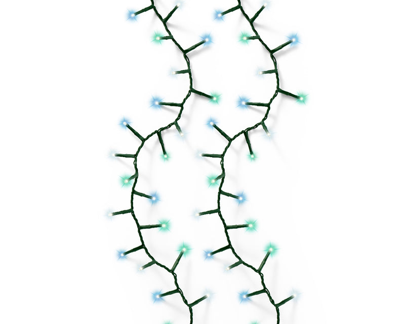 1000 Lumineo Compact Twinkle Multi-Blue Christmas Lights With Green Cable 22.5m